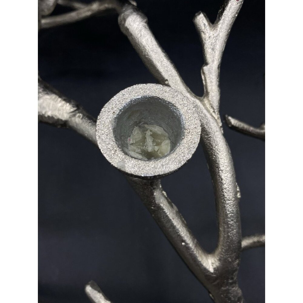 Cast Aluminum Silver Tone Metal Manzanita Branch 5 Candle Holder Centerpiece - Picture 12 of 13